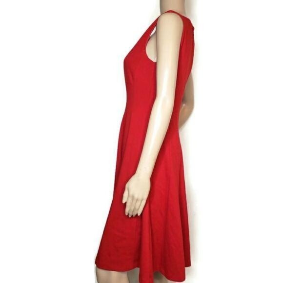 Nine West Red Sleeveless A-Line Dress with fitted bust Size 8 classic classy - Picture 2 of 8